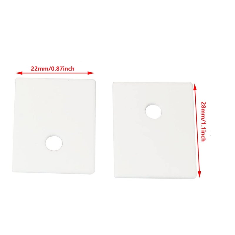 PZRT 10PCS White Ceramic Sheet High Thermal Conductivity Alumina Ceramic Sheet Ceramic Insulating Gasket 22x28x0.6MM Perforated Ceramic Transistor SCR Thyristor Insulators for IC MOS Triodes - Image 3